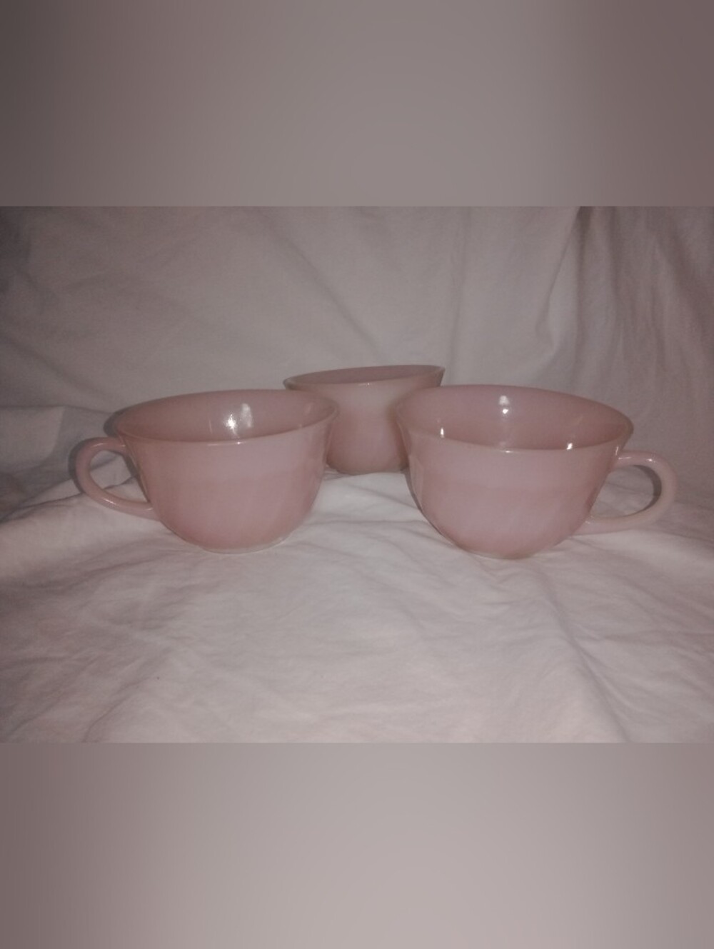 Vintage Mid Century MCM Fire King Pink Swirl Tea Coffee Cup Set of 3 Boho 50s